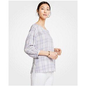 Ann Taylor | Plaid Balloon Sleeve Top